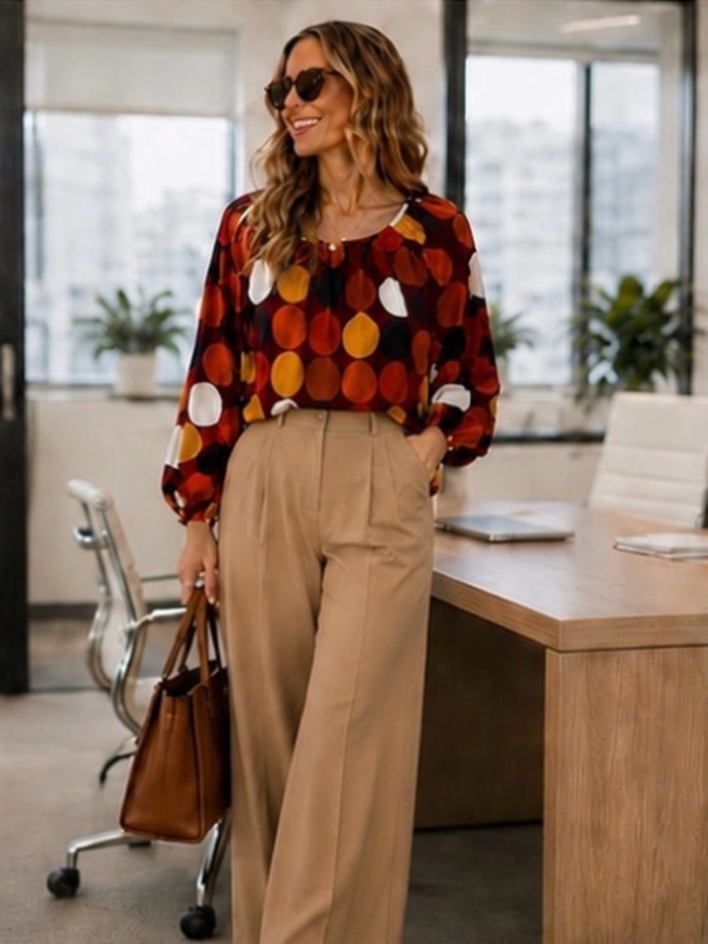 Kate Spade New York Dot Party Poplin Top Multicolor Polka Dot Blouse Size Small